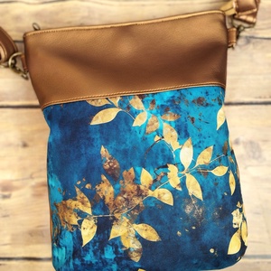 Bronz- türkiz leveles válltáska  - Meska.hu