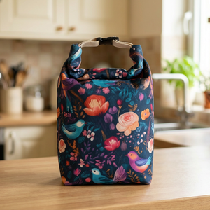 Virágos-madaras lunch bag, Táska & Tok, Uzsonna- & Ebéd tartó, Ebéd tasak, doboz, Varrás, MESKA