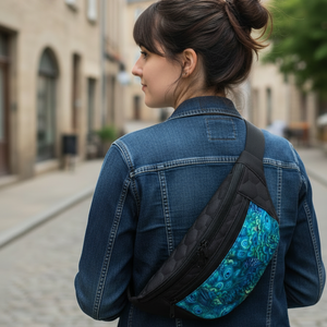 Fekete-türkiz maxi övtáska  - Meska.hu