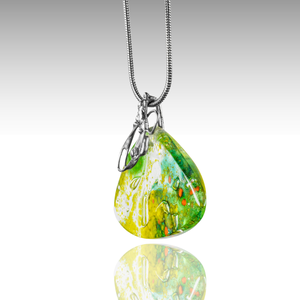 Zöldelő virágzás üveg művészeti nyaklánc - ékszer - nyaklánc - medálos nyaklánc - Meska.hu