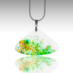 Hűs erdő szélén üveg kézműves nyaklánc - ékszer - nyaklánc - medálos nyaklánc - Meska.hu