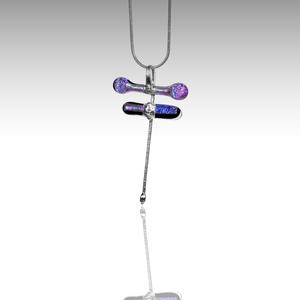 Álomfogó szitakötő üveg dichroic nyaklánc, Ékszer, Nyaklánc, Medálos nyaklánc, Üvegművészet, Ékszerkészítés, MESKA