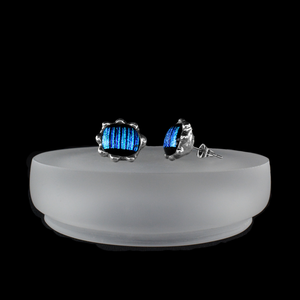 Éjféli égbolt dichroic üveg bedugós fülbevaló, Ékszer, Fülbevaló, Pötty fülbevaló, Ékszerkészítés, Üvegművészet, MESKA