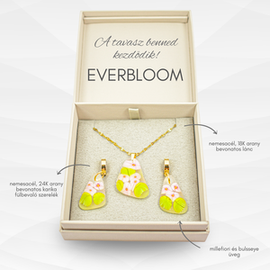 Tavaszi visszhang millefiori exlúzív üveg ékszerszett, Esküvő, Ékszer, Ékszerszett, Ékszerkészítés, Üvegművészet, MESKA