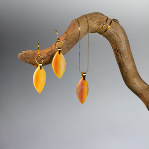 Őszi alkonyat üveg levél ékszerszett, Ékszer, Ékszerszett, Ékszerkészítés, Üvegművészet, MESKA