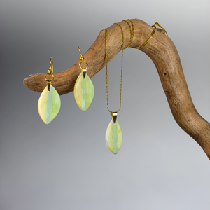 Aranyló nyár üveg levél ékszerszett, Ékszer, Ékszerszett, Ékszerkészítés, Üvegművészet, MESKA