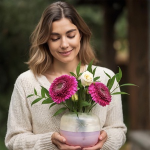 Hajnalmorzsa üveg váza, üvegöntéssel készült, tömör üveg, Otthon & Életmód, Dekoráció, Virágdísz és tartó, Váza, Üvegművészet, MESKA