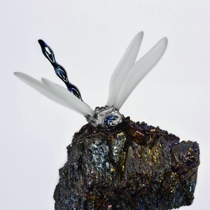 Szivárvány szitakötő bizmut kristályon dekoráció, műalkotás, dísztárgy, Otthon & Életmód, Dekoráció, Dísztárgy, Üvegművészet, MESKA