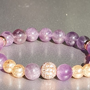 Cirkónia királynő ametiszttel - ékszer - karkötő - ásványkarkötő - Meska.hu