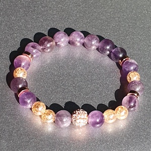 Cirkónia királynő ametiszttel, Ékszer, Karkötő, Ásványkarkötő, , MESKA