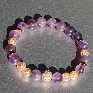 Cirkónia királynő ametiszttel - ékszer - karkötő - ásványkarkötő - Meska.hu