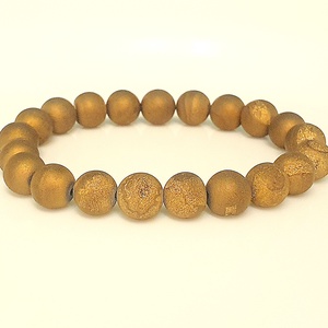 Arany geodás achát, Ékszer, Karkötő, Ásványkarkötő, Gyöngyfűzés, gyöngyhímzés, MESKA