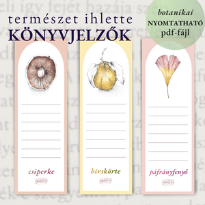 botanikai illusztrációk könyvjelzőkön LETÖLTHETŐ, NYOMTATHATÓ, Művészet, Grafika & Illusztráció, Digitális, Festészet, MESKA