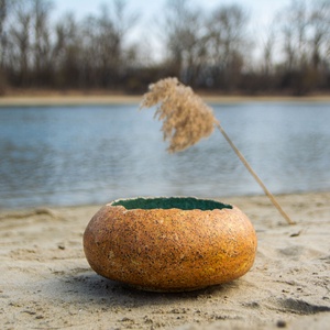 Egyedi, kőhatású nagy tál - otthon & életmód - dekoráció - asztal és polc dekoráció - dekorációs tál, tartó - Meska.hu