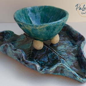 2 darabos, egyedi, kerámia kínálószett, Otthon & Életmód, Konyhafelszerelés, tálalás, Tálalás, Kínálótál, Agyagozás, Kerámia, MESKA