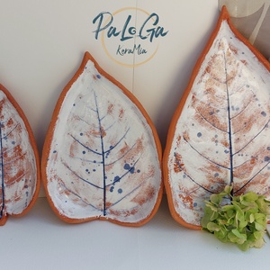 Levél formájú, 3 db-os kínáló készlet, Otthon & Életmód, Konyhafelszerelés, tálalás, Tálalás, Kínálótál, Agyagozás, Kerámia, MESKA