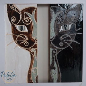 Két macska kerámiakép - Meska.hu