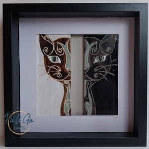 Két macska kerámiakép - otthon & életmód - dekoráció - kép & falikép - több részes kép - Meska.hu