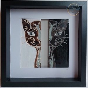 Két macska kerámiakép - otthon & életmód - dekoráció - kép & falikép - több részes kép - Meska.hu