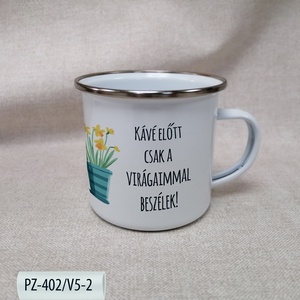 Virágos, Növényes Zománc Bögre - otthon & életmód - konyhafelszerelés, tálalás - tálalás - bögre & csésze - Meska.hu