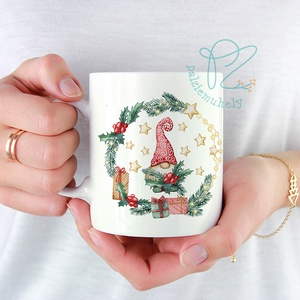 Karácsonyi Manós Kerámia Bögre - Manó Csillagos Koszorúban, Otthon & Életmód, Konyhafelszerelés, tálalás, Tálalás, Bögre & Csésze, Mindenmás, MESKA