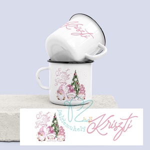 Egyedi Neves Karácsonyi Manós Zománc Bögre - Sweet Little Gnomes - Meska.hu