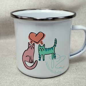 Szerelmes Cicás - Cica pár Zománc Bögre - Meska.hu