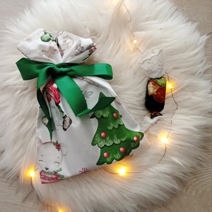 Mikulás zsák zöld , Karácsony, Mikulás, Mikulás zsák, Varrás, MESKA