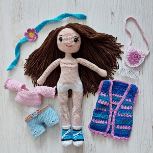 HANNA baba horgolt amigurumi - játék & sport - baba & babaház - öltöztethető baba - Meska.hu