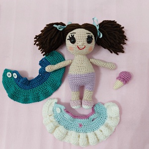 amigurumi Flóra baba  - játék & sport - baba & babaház - öltöztethető baba - Meska.hu
