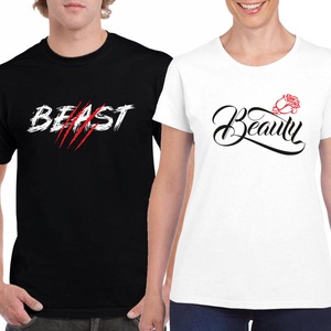 Beast and Beauty páros póló szett, minőségi 100% pamut egyedi pólók valentin napra, évforulóra. - ruha & divat - páros szett - női-férfi páros szett - Meska.hu