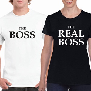 The BOSS and The REAL BOSS páros póló szett, minőségi 100% pamut egyedi pólók valentin napra, évforulóra. - ruha & divat - páros szett - női-férfi páros szett - Meska.hu