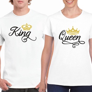 KING and QUEEN koronás páros póló szett, minőségi 100% pamut egyedi pólók valentin napra, évforulóra. - ruha & divat - páros szett - női-férfi páros szett - Meska.hu