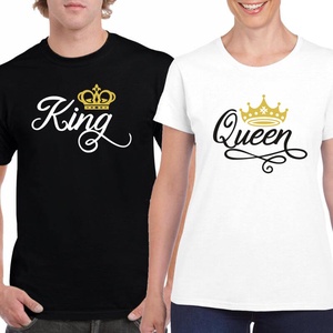 KING and QUEEN koronás páros póló szett, minőségi 100% pamut egyedi pólók valentin napra, évforulóra. - ruha & divat - páros szett - női-férfi páros szett - Meska.hu