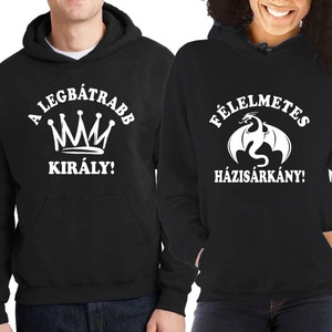 A legbátrabb király és a félelmetes házisárkány páros kapucnis pulóver szett. Pulcsik valentin napra évforulóra pároknak - ruha & divat - páros szett - női-férfi páros szett - Meska.hu
