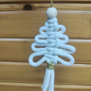 Karácsonyi makrame dísz  - karácsony - karácsonyi ajándékozás - karácsonyi képeslap, üdvözlőlap, ajándékkísérő - Meska.hu