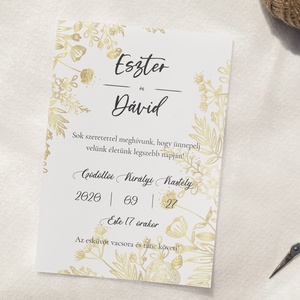 Esküvői meghívó, arany meghívó, természetes meghívó, esküvői lap - esküvő - meghívó & kártya - meghívó - Meska.hu