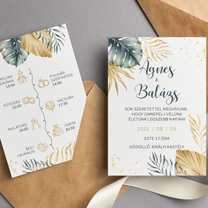 Esküvői meghívó, trópusi meghívó, természetes meghívó, esküvői lap - esküvő - meghívó & kártya - meghívó - Meska.hu