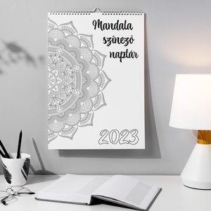 A4 naptár, falinaptár, felnőtt színező, színező naptár, mandala színező, 2023 naptár, mandala - Meska.hu