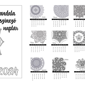 A4 naptár, falinaptár, felnőtt színező, színező naptár, mandala színező, 2024 naptár, mandala - otthon & életmód - papír, írószer - naptár & tervező - Meska.hu