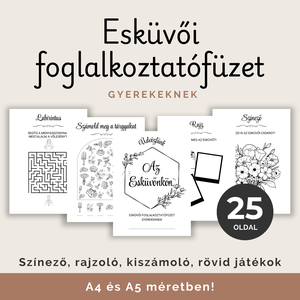 Esküvői foglalkoztató gyerekeknek, nyomtatható foglalkoztató, esküvői gyerekfüzet - Meska.hu