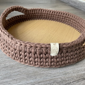 Horgolt tálca - tároló kosár - otthon & életmód - dekoráció - asztal és polc dekoráció - dekorációs tál, tartó - Meska.hu