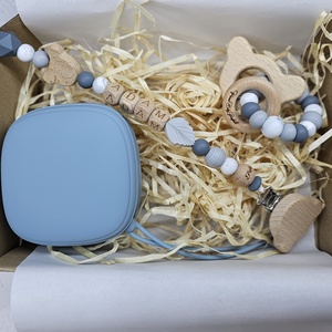 Első ajándékom - Szürke  Babaváró ajándék Babaköszöntő ajándékbox , Játék & Sport, Babalátogató ajándékcsomag, Csomózás, MESKA