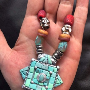 Tibeti türkiz nyaklánc - ékszer - nyaklánc - gyöngyös nyaklánc - Meska.hu