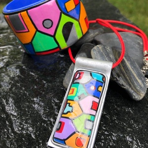 Hundertwasser stílusú ékszerszett - ékszer - ékszerszett - Meska.hu