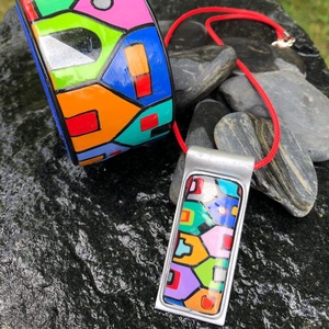 Hundertwasser stílusú ékszerszett - ékszer - ékszerszett - Meska.hu