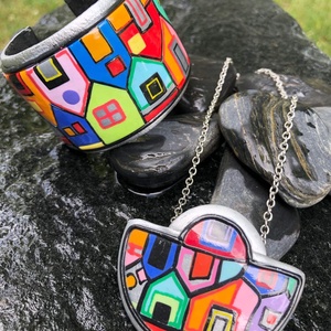 Hundertwasser stílusú ékszerszett - Meska.hu