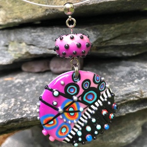 �Pink Space nyaklánc, Ékszer, Nyaklánc, Medálos nyaklánc, Ékszerkészítés, Gyurma, MESKA