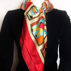 Kézzel festett selyemkendő �Works 90x90 cm (Twill) - ruha & divat - sál, sapka, kendő - vállkendő - Meska.hu