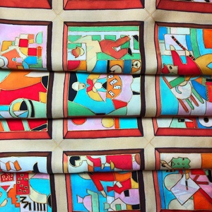 Kézzel festett selyemkendő �Works 90x90 cm (Twill) - ruha & divat - sál, sapka, kendő - vállkendő - Meska.hu